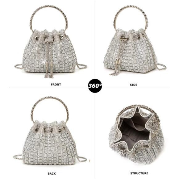 Sparkly Rhinestone Evening Clutch Bag Glitter Purse Wedding Prom Party Handbag - Picture 2 of 7